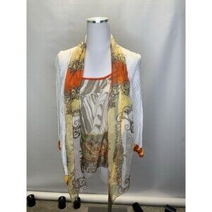 NEW Alberto Makali Women’s S/M Silk Tank Cardigan Set Built In Scarf NWT